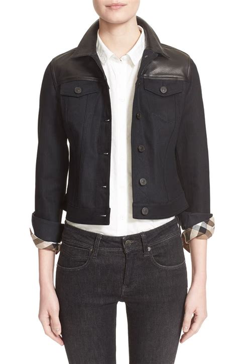 burberry brit black leather jacket|Burberry Brit denim jacket.